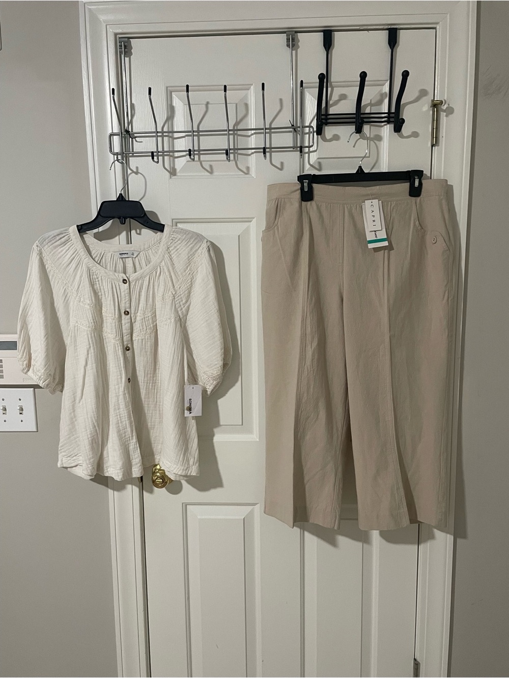 Women's Beige Wide-Leg Pants - Lightweight Casual Comfort cream top gauzy comfy